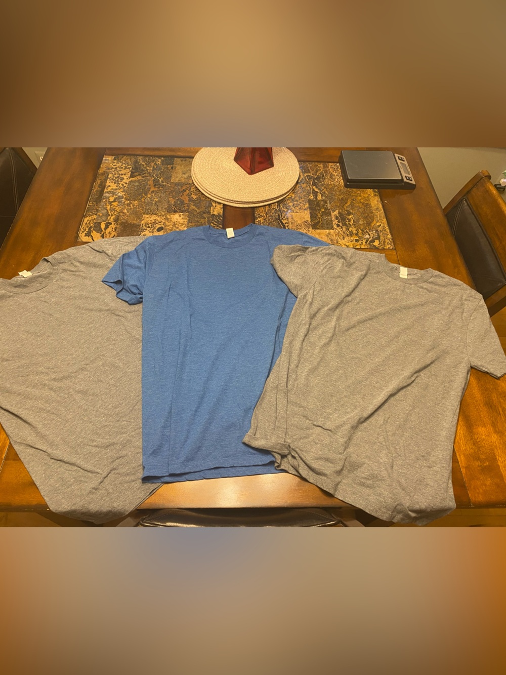 Tultex Men's Short Sleeve Crew Neck Tees - Blue and Gray